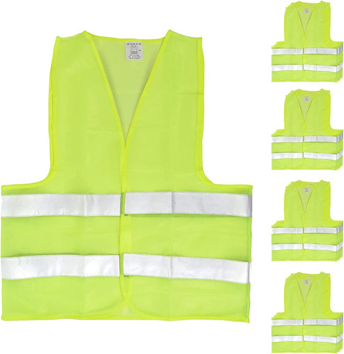 Pack Of 20 Bright Construction Vests Yellow Safety Reflector