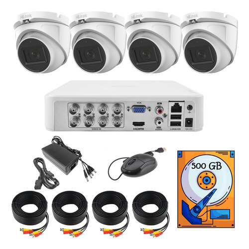 Kit Circuito Cerrado 8ch 4 1080 Domo Audio Metal / 500gb