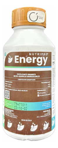 Nutripro Energy Fertilizante Nitrógeno Orgánico 250 Gr