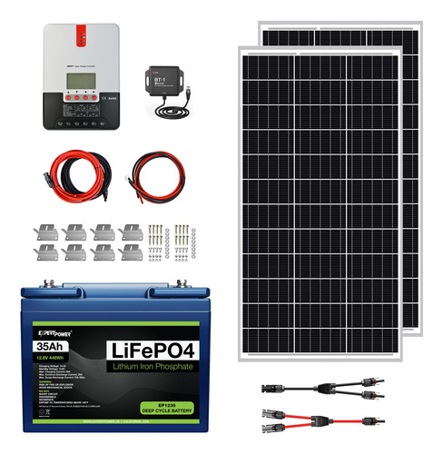 Expertpower Kit Energia Solar Bateria Litio Ah Panel Carga