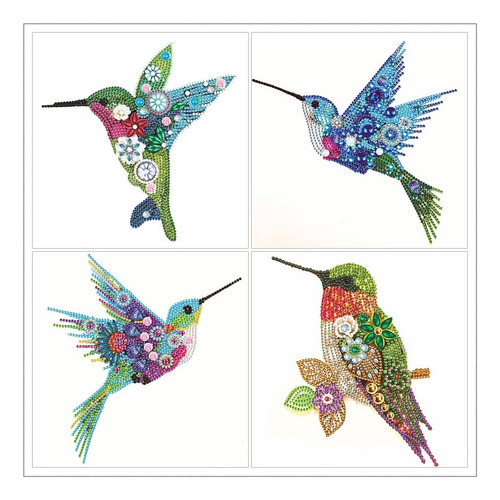 Pintura De Diamantes 5d X4 Kits Colibríes