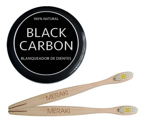 Cepillo Dental Bambu X2 Blanqueador De Dientes Black Carbon 