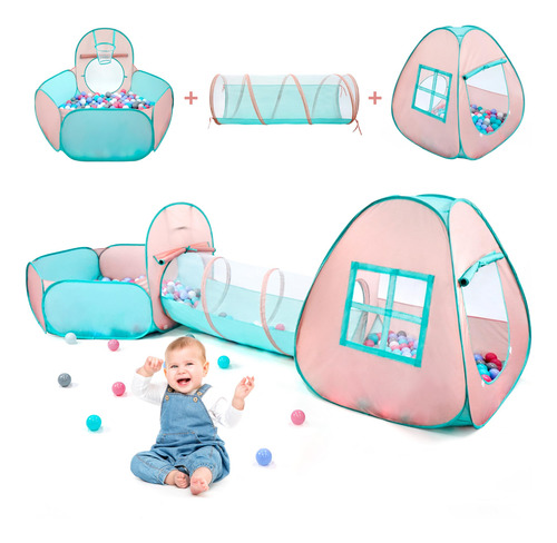 Tienda De Campaña Desplegable 3 En 1 Para Niños Con Túnel Y