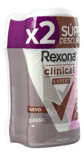 Desod Rexona Clinical Sti Classic Caja Con 2 Barras Por 46 G