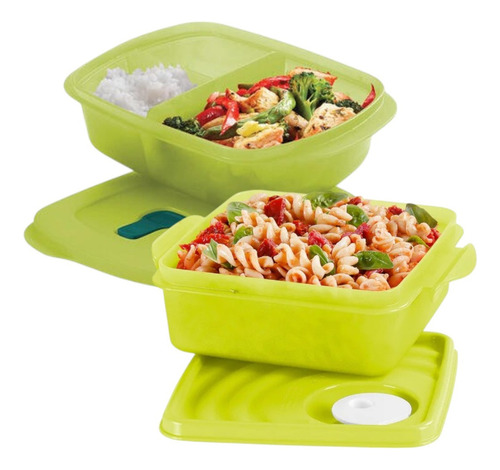 Cristalwave Con Y Sin División Microondas Tupperware® Verde Lima 1