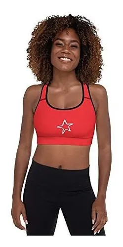 Tops - 4th Of July Star | Red Padded Sports Bra | Just Abi A