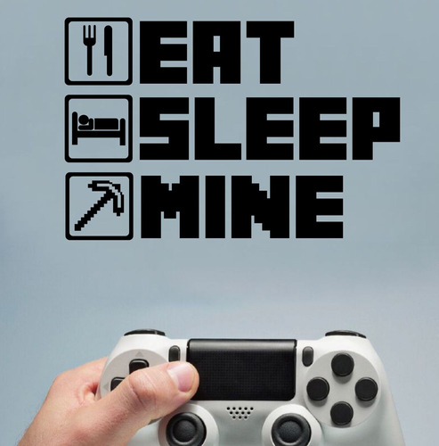 Vinilos Decorativos Gamer Game Zone Eat Sleep Mine  Chico 8