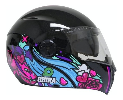 Imagen 3 de 6 de Casco Para Niña Infantil Ghira Kat Rosa Abatible Certificado