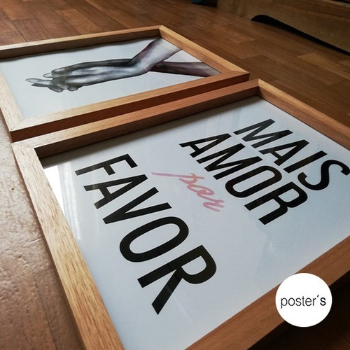 Cuadros Decorativos Marco Madera-set X 3 Con Vidrio