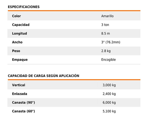 Imagen 5 de 10 de Eslinga Remolque Rescate Truper 3 PuLG 10 Metros 3 Toneladas