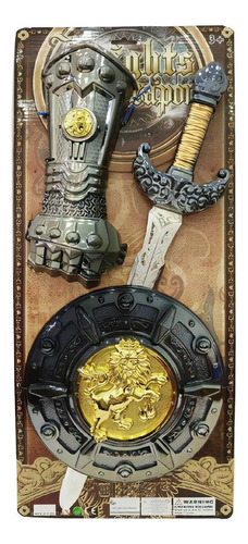 Espada, Escudo Y Guante Guerrero 52117 Color Dorado