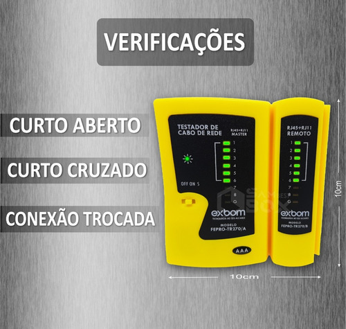 Teste Cabo De Rede Testador Rj45 Rj11 Lan Crimpagem Bateria