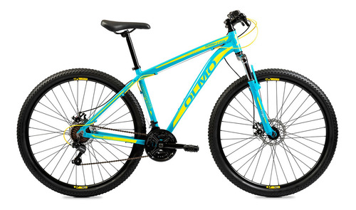 Mountain bike masculina Olmo Wish 290  2021 18" 21v frenos de disco mecánico color celeste/amarillo  