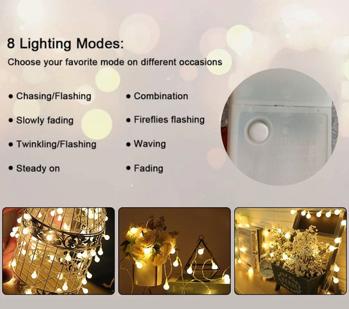 Imagen 7 de 7 de Lámpara Decorativa Con Hilo De Luces Esféricas De 6 M 40led