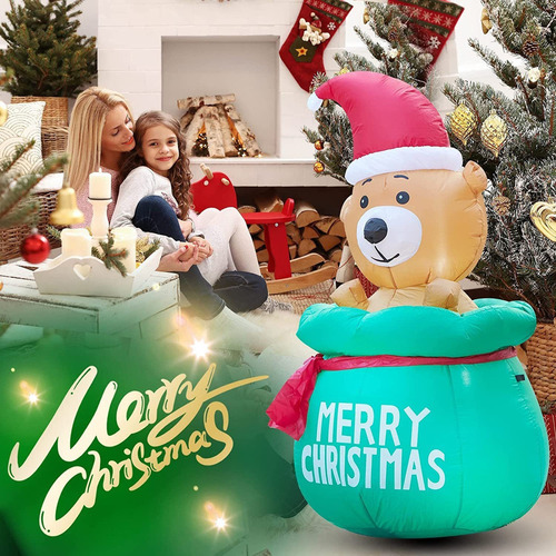 1.5m Bolsa De Oso De Navidad Inflable Con Luces Led 2023 New