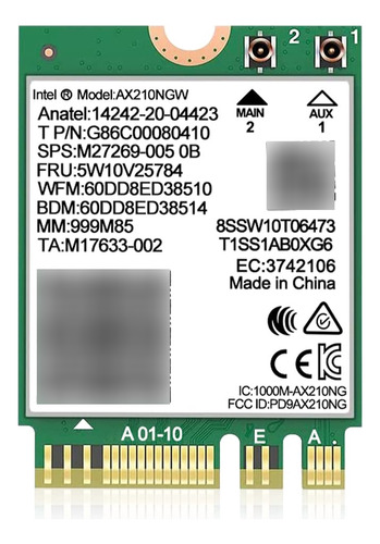 Inalambrica Wifi Intel Ax Ngw Bluetooth Tri Band Mbps M.