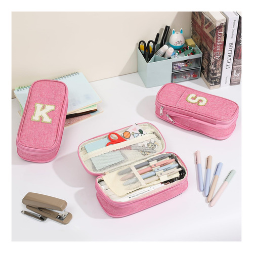 Giftoxo Estuche Preppy Para Útiles Escolares, Estuche Grande Rosa.
