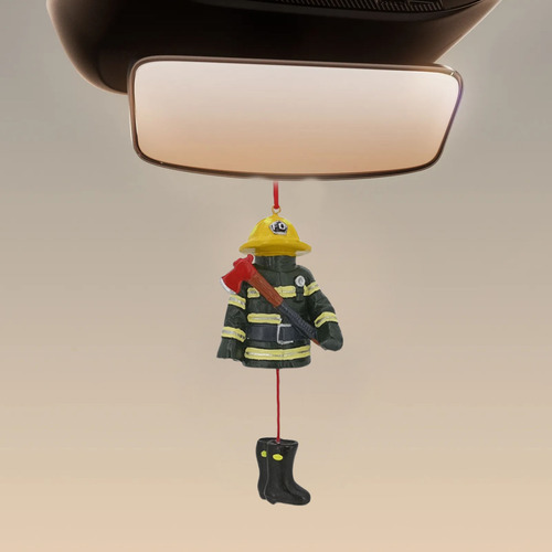 Colgante De Bombero En Forma De T Christmas, Color Amarillo