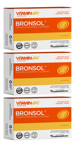 Vitamin Way Kit X3 Cajas Bronsol Suplemento Bronceado X30 3c
