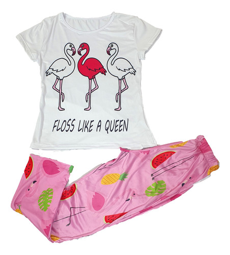 Pijama Flamingo 2 Pzas Colores Pasteles Mujer Hermosa Comoda