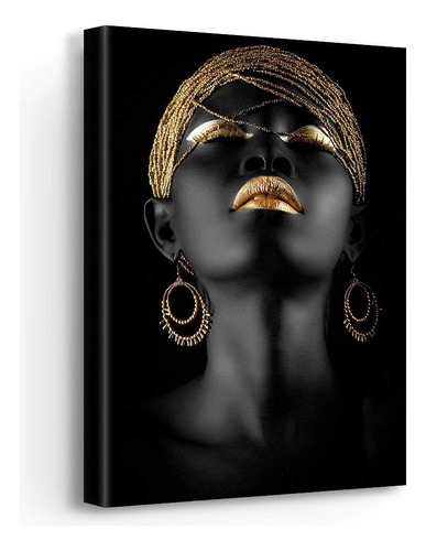 Canva Arte Africano Negro Dorado Moderno Para Mujer Pared 12