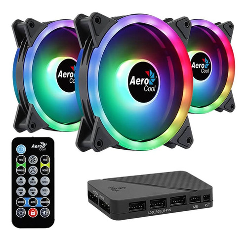 Aerocool Kit 3 Fans Cooler Argb Dual Ring + Control  Duo 12 