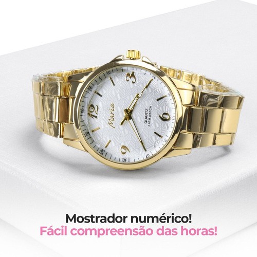 Relogio Feminino Banhado Ouro Qualidade Premium + Caixa