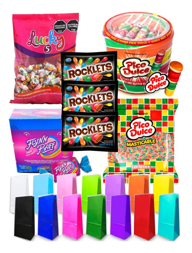 Combo Golosinas Cumpleaños 40 Chicos Rocklets + 40 Bolsas