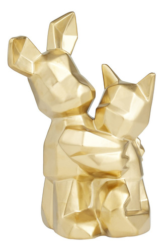 Escultura Cubista De Perro De Porcelana En Oro 20 X 13 X 28