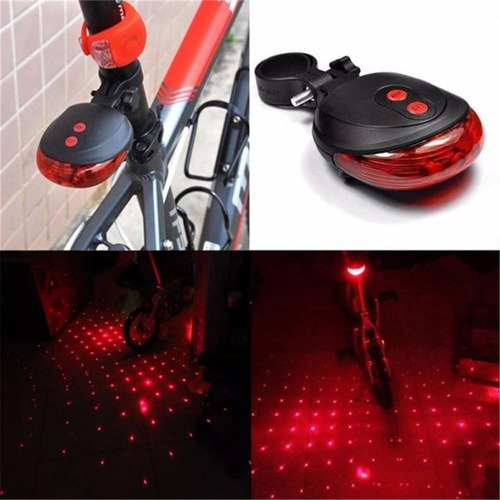 20 Luces Traseras Para Bicicleta 5 Leds Y Láser Seguridad