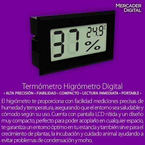 2 Pzs Termómetro Higrómetro Digital Medidor Sensor Humedad
