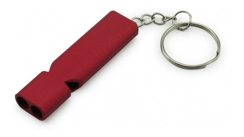 Silbato Pito Metalico Pequeño Tubular Tipo Llavero Plateado