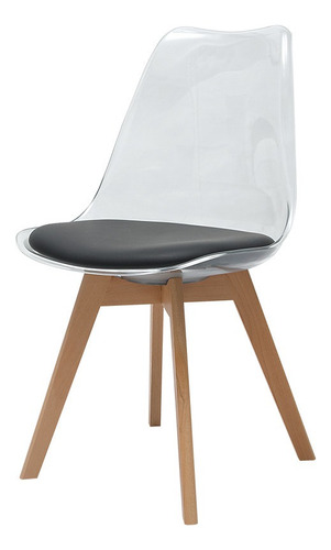 Imagem 1 de 5 de Cadeira Leda Saarinen Design Transparente E Assento Estofado
