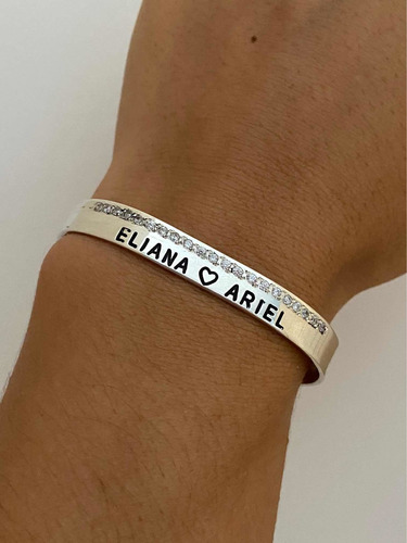 Pulsera Esclava Abierta Con Cubic Plata