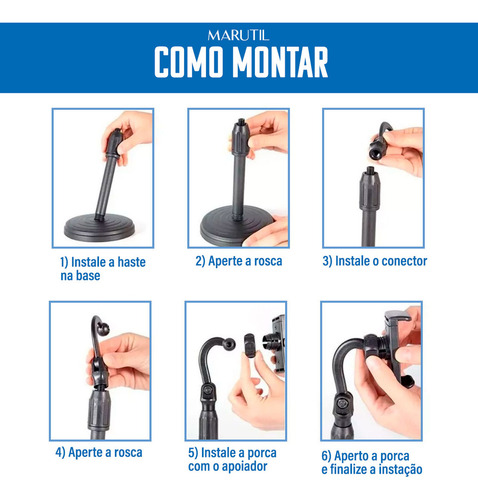 Suporte Tripé Ajustável Celular Câmera Mesa Regulagem 360° Para Selfie Live Videochamada - Marca Marutil
