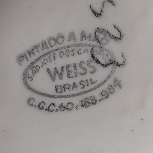 Imagem 6 de 9 de Vaso Antigo Faiança Weiss Pintado A Mão E Numerado. 23 Cm Al