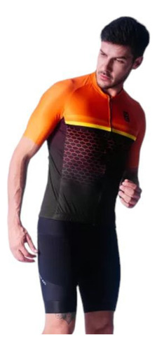 Camisa Ciclismo Masculina Ultracore Beehive Preto/laranja