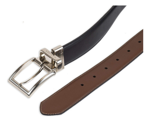 Cinto de couro casual reversível Tommy Hilfiger preto/marrom cor preto/marrom prata tamanho 32