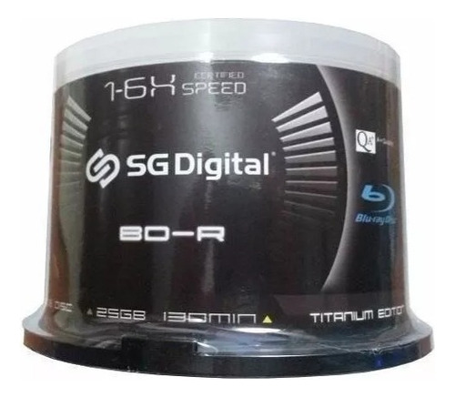 Bluray Virgen Sg Digital Bd-r 25 Gb 1-6x 50 Unidades 