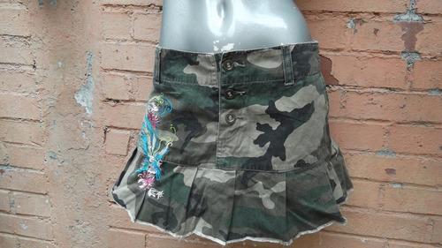 Minifalda Twenty One 21 T/28-30 Chica Verde Militar Tessa Bo