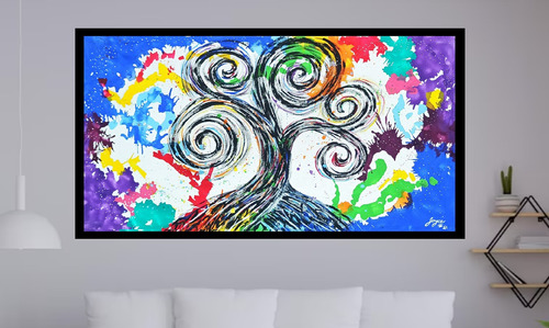 Cuadro Decorativo Único, Pintado A Mano, Abstracto, 112x60cm