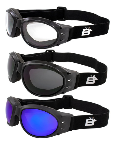 3 Pares De Gafas Birdz Acolchadas Para Motociclismo, Montura