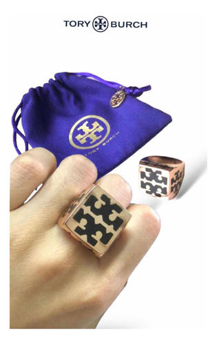 Anillo Geométrico Tory Burch Oro Rosa Unisex