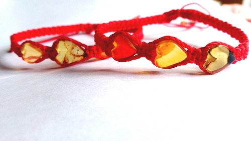 Pulsera Ámbar Auténtico Ajustable Bebé Forma Corazon