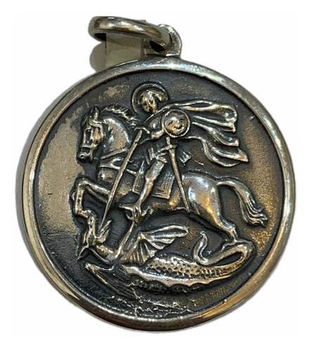 Medalla San Jorge Grande En Plata 925. Diám. 3,3 Cm. Tuset.