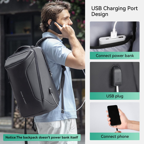 Mochila Para Hombre Impermeable Con Diseño Automóvil, Puerto