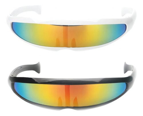 2 novedosos pares de gafas de sol futuristas con visera de plástico [u]