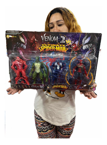 Set Juguete Figura Hombre Araña Y Venom Son 4 De 15cm