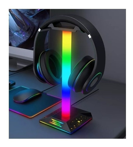 Suporte Fone De Ouvido Headset Efeitos Rgb Com Porta Usb Cor da luz Rgb Digital