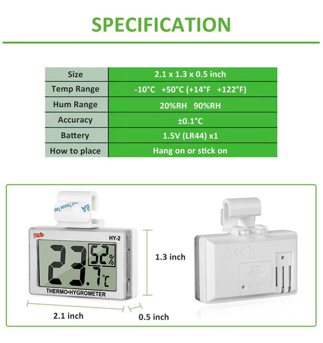 Qguai 2x Reptil Terrarium Termómetro Higrómetro Lcd Digital